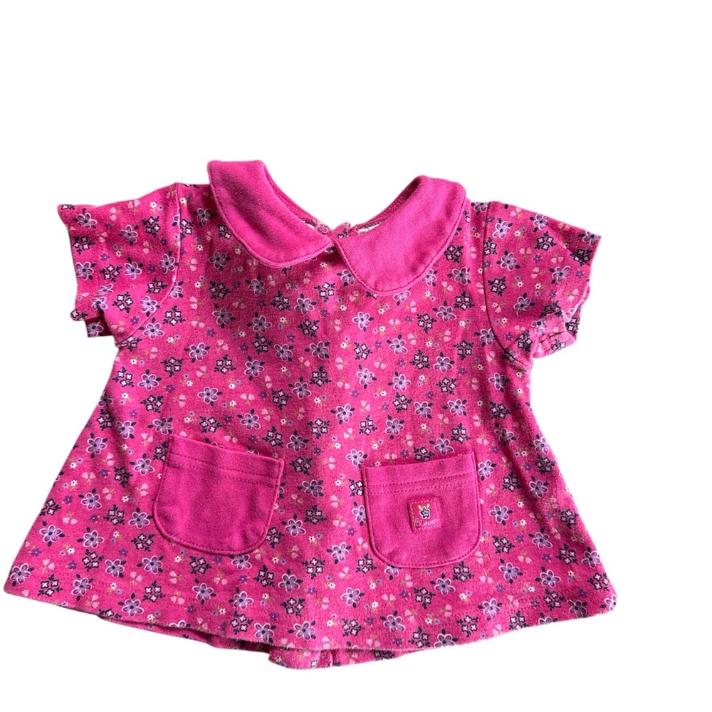 Vintage Circo Pink Floral Peter Pan Collar Baby Top or Dress 12M